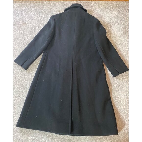 Saks Fifth Avenue Double-Breasted Black Wool Overcoat  Coat Trench Large - Picture 2 of 10